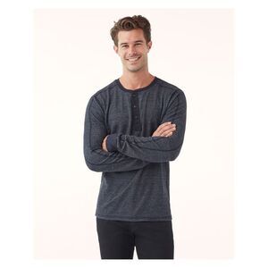 NWT MILLS SUPPLY Mens Navy Crew Neck Slim Fit Thermal Henley Shirt S